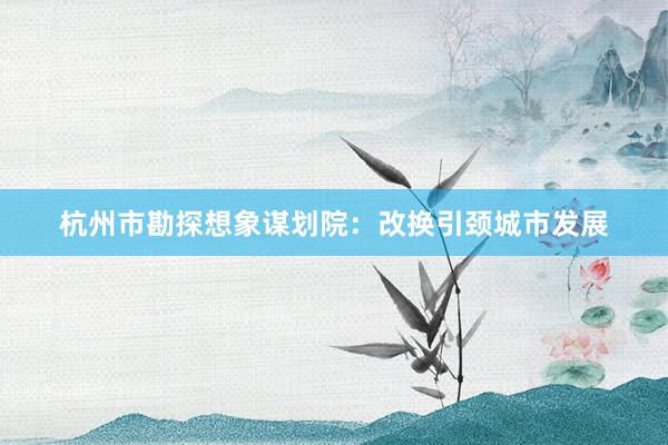 杭州市勘探想象谋划院：改换引颈城市发展